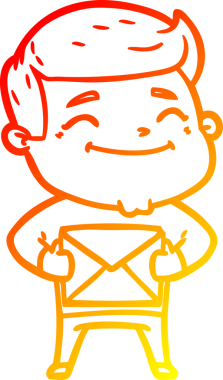 Bir insan tarafından çizilmiş paketli mutlu bir karikatürist çizimi.