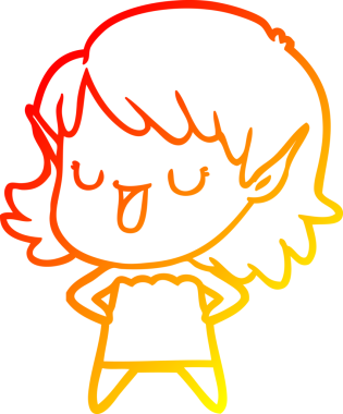 Bir insan tarafından çizilmiş çizgi film karakteri bir elf kızı çizimi