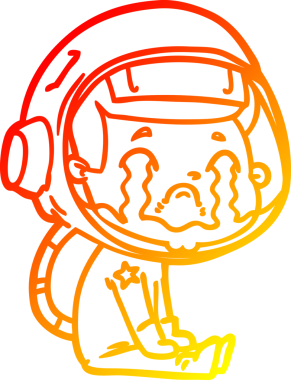 Bir insan tarafından çizilmiş, ağlayan bir astronotun sıcak çizgi çizimi