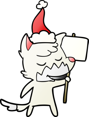 Bir insan tarafından çizilmiş Noel Baba şapkası giymiş bir tilkinin gradyan çizimi.