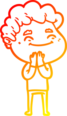 Bir insan tarafından çizilmiş, karikatür dostu bir adamın sıcak çizgi çizimi