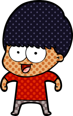 Bir insan tarafından çizilmiş mutlu çizgi film çocuğu.