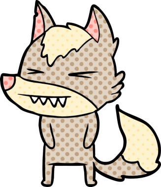 Bir insan tarafından çizilmiş kızgın kurt çizgi filmi.