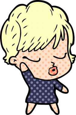 Bir insan tarafından çizilmiş gözleri kapalı çizgi film kadını.