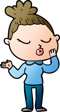 Bir insan tarafından çizilmiş sakin bir kadın çizgi filmi.