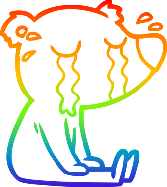 Bir insan tarafından çizilmiş ağlayan kutup ayısının çizgi çizimi.