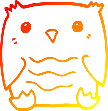 Bir insan tarafından çizilmiş bir baykuşun sıcak çizgi çizimi