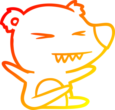 Bir insan tarafından çizilmiş kızgın bir ayı karikatürü.