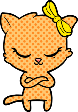 Bir insan tarafından çizilmiş sevimli çizgi film kedisi.