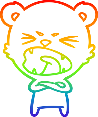 Bir insan tarafından çizilmiş kızgın bir kutup ayısının gökkuşağı gradyanı çizimi