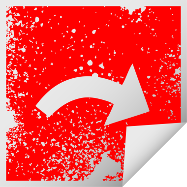 Bir insan tarafından çizilmiş işaretli okun kare soyma etiketi.