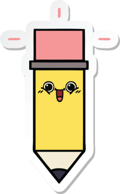 Bir insan tarafından çizilmiş şirin bir karikatür kalemi çıkartması.