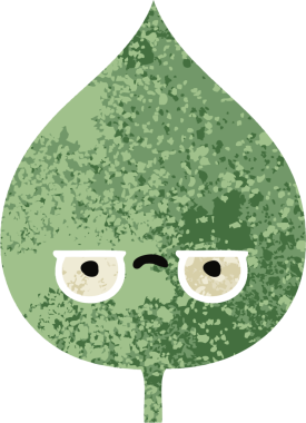 Bir insan tarafından çizilmiş dışavurumsal yaprağın retro çizim tarzı karikatürü