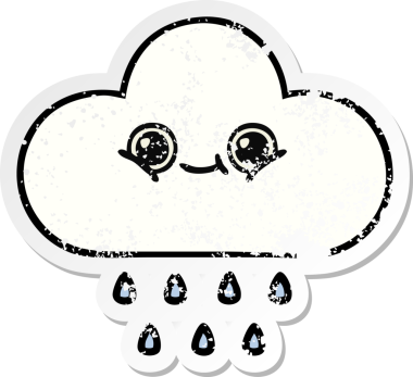 Bir insan tarafından çizilmiş tatlı bir yağmur bulutunun sıkıntılı çıkartması