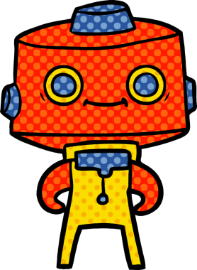 Bir insan tarafından çizilmiş çizgi film robotu