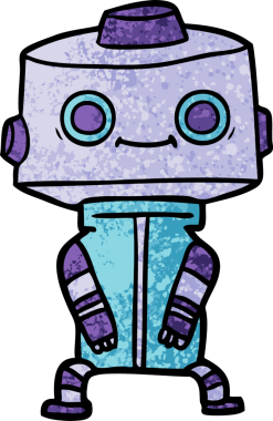 Bir insan tarafından çizilmiş çizgi film robotu