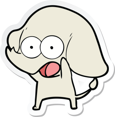 Bir insan tarafından çizilmiş şirin bir fil çıkartması.