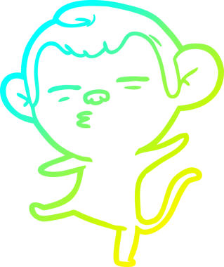 Bir insan tarafından çizilmiş şüpheli bir maymunun soğuk gradyan çizimi