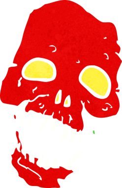 Bir insan tarafından çizilmiş korkunç kafatası.