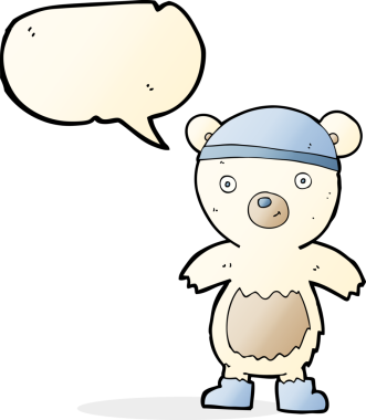 Bir insan tarafından çizilmiş konuşma baloncuklu şirin kutup ayısı.