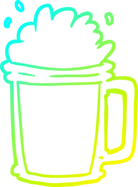 Bir insan tarafından çizilen bira bardağının soğuk gradyan çizgisi.