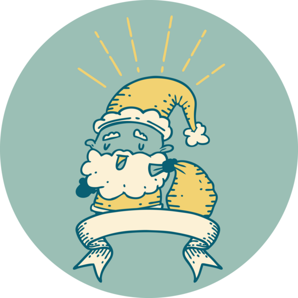 Bir insan tarafından çizilmiş çuvalı olan dövme stili Noel Baba karakteri.