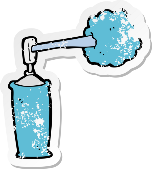 Bir insan tarafından çizilmiş karikatür spreyinin gerilimli yapıştırması.