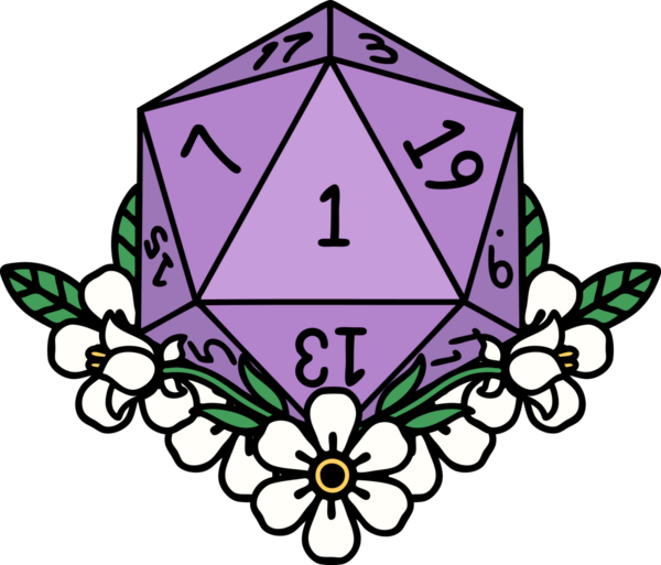 Retro Dövme Tarzı Doğal Zarlar Bir insan tarafından çizilmiş çiçek elementleri ile yuvarlanır