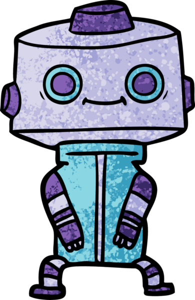 Bir insan tarafından çizilmiş çizgi film robotu