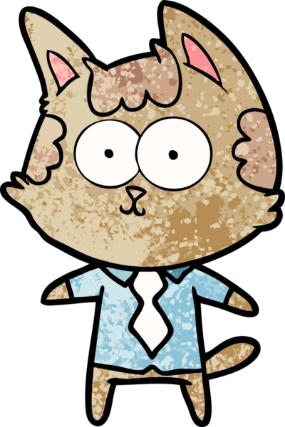 Bir insan tarafından çizilmiş mutlu çizgi film kedisi ofis çalışanı