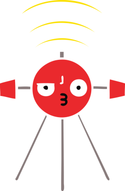 Bir insan tarafından çizilmiş düz renkli bir uydu karikatürü