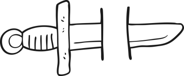 Bir insan tarafından çizilmiş siyah beyaz dövme bıçağı sembolü.