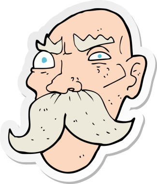 Bir insan tarafından çizilmiş kızgın yaşlı bir adamın çıkartması.