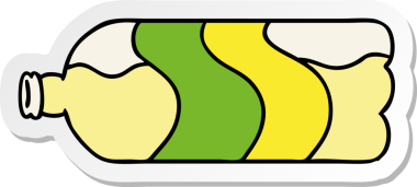 Bir insan tarafından çizilmiş bir soda şişesinin el çizimi karikatürü.