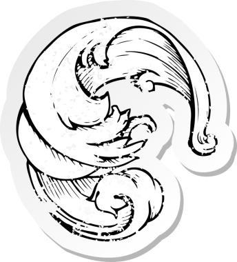 Geleneksel bir elin, insan eliyle çizilmiş gerilmiş depresif çıkartması.