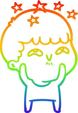 gökkuşağının gradyan çizimi bir çizgi film karakteri tarafından çizilmiş.