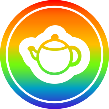 çay demliği dairesel simgesi gökkuşağı gradyan bir insan tarafından çizilmiş