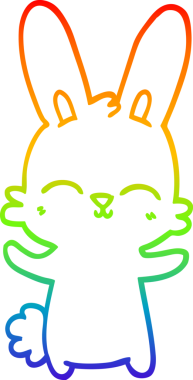 Gökkuşağı gradyan çizgisi. Bir insan tarafından çizilmiş şirin bir tavşan çizimi.