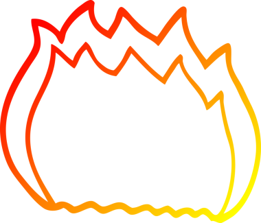 Bir insan tarafından çizilen mavi alevin sıcak çizgi çizimi