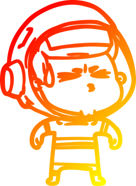 Bir çizgi film karakteri, bir insan tarafından çizilmiş astronot çizimi.