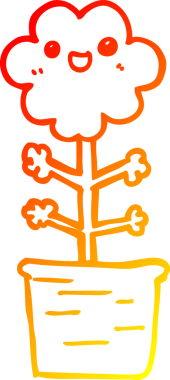 Bir insan tarafından çizilmiş karikatür çiçeğinin sıcak çizgi çizimi