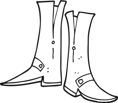 Bir insan tarafından çizilmiş siyah beyaz çizmeler.