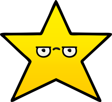 Bir insan tarafından çizilmiş altın yıldızın gölgeli karikatürü