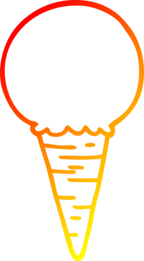 Bir insan tarafından çizilmiş bir dondurma külahının sıcak çizgi çizimi