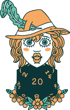 Bir insan tarafından çizilmiş 20 zarlı Retro Dövme Tarzı insan ozanı