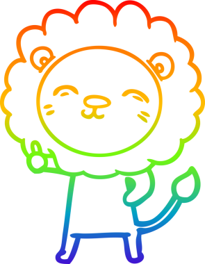 gökkuşağı gradyan çizgi çizimi bir insan tarafından çizilmiş bir aslan