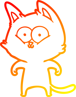 Bir insan tarafından çizilmiş çizgi film kedisinin sıcak çizgi çizimi