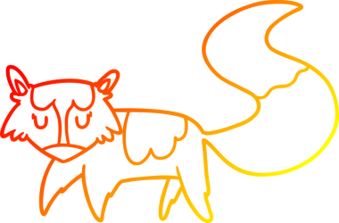 Bir insan tarafından çizilmiş bir tilkinin sıcak çizgi çizimi