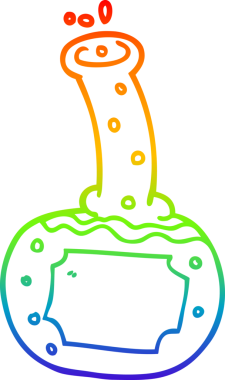 Gökkuşağı gradyan çizgi çizimi bir insan tarafından çizilmiş deney iksirleri