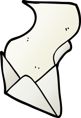 bir insan tarafından çizilmiş karikatür mektubu ve zarf